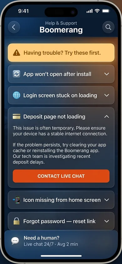 Boomerang app — common issues & fixes – Boomerang