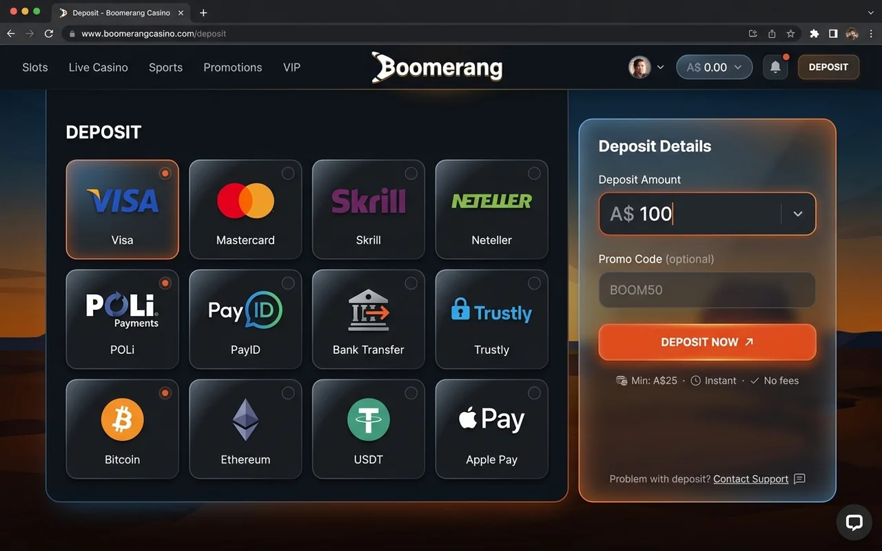 Payment methods and cashouts – Boomerang